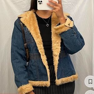 Vintage denim fur jacket